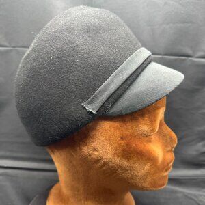 Vintage 60s Mr. Paul Women's MOD Carnaby Street Style Black 100% Wool Felt Hat L